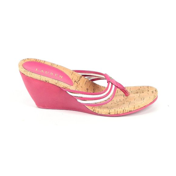 Lauren by Ralph Lauren Solid Pink Cork Wedges, 8B - Picture 1 of 2